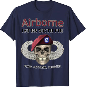 1st Bn 507th Parachute Infantry Regiment- Ft Benning design T-Shirt - T-Shirt | Navy