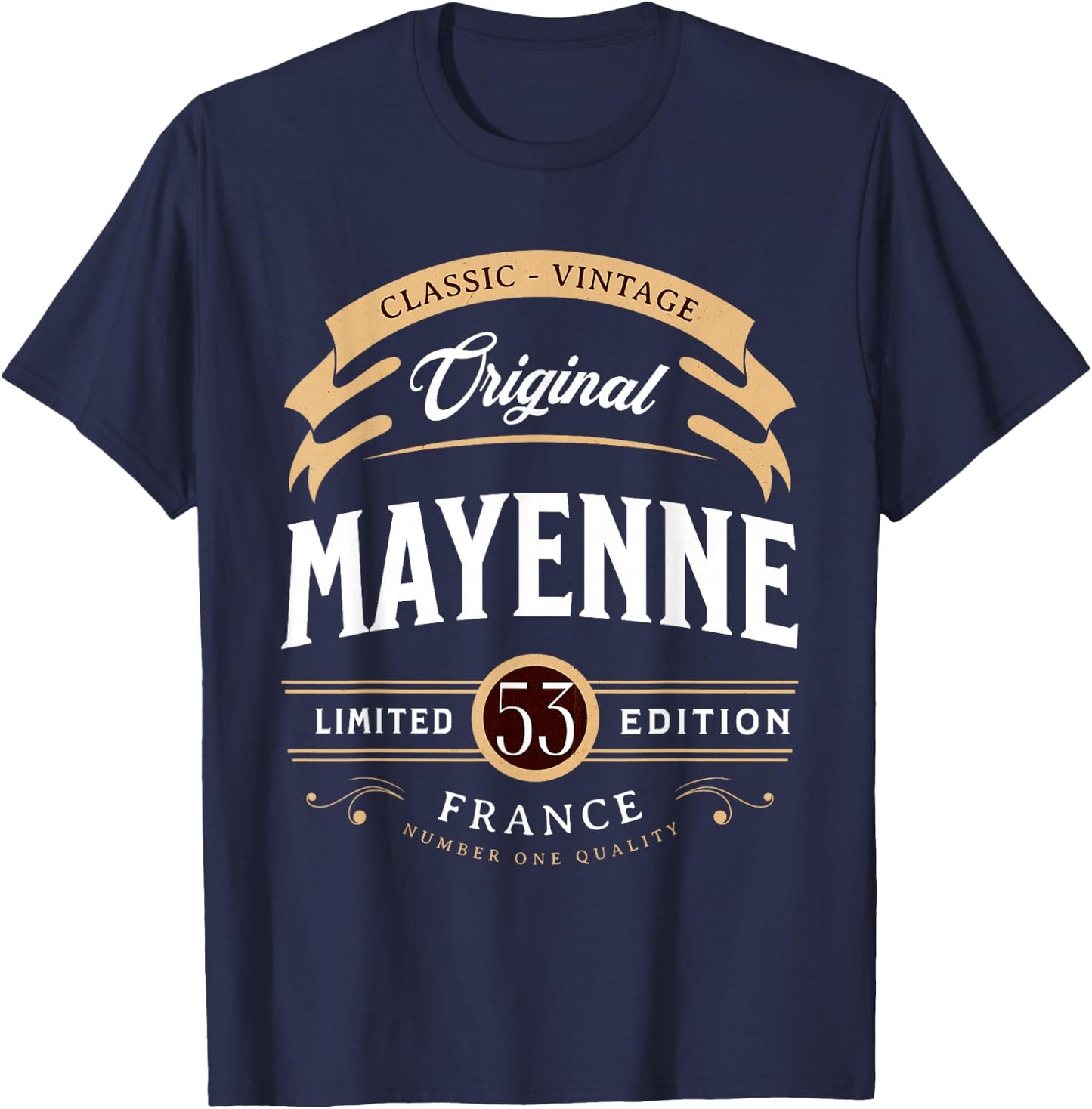 Vintage Mayenne Department France , Black, S T-Shirt - T-Shirt | Navy