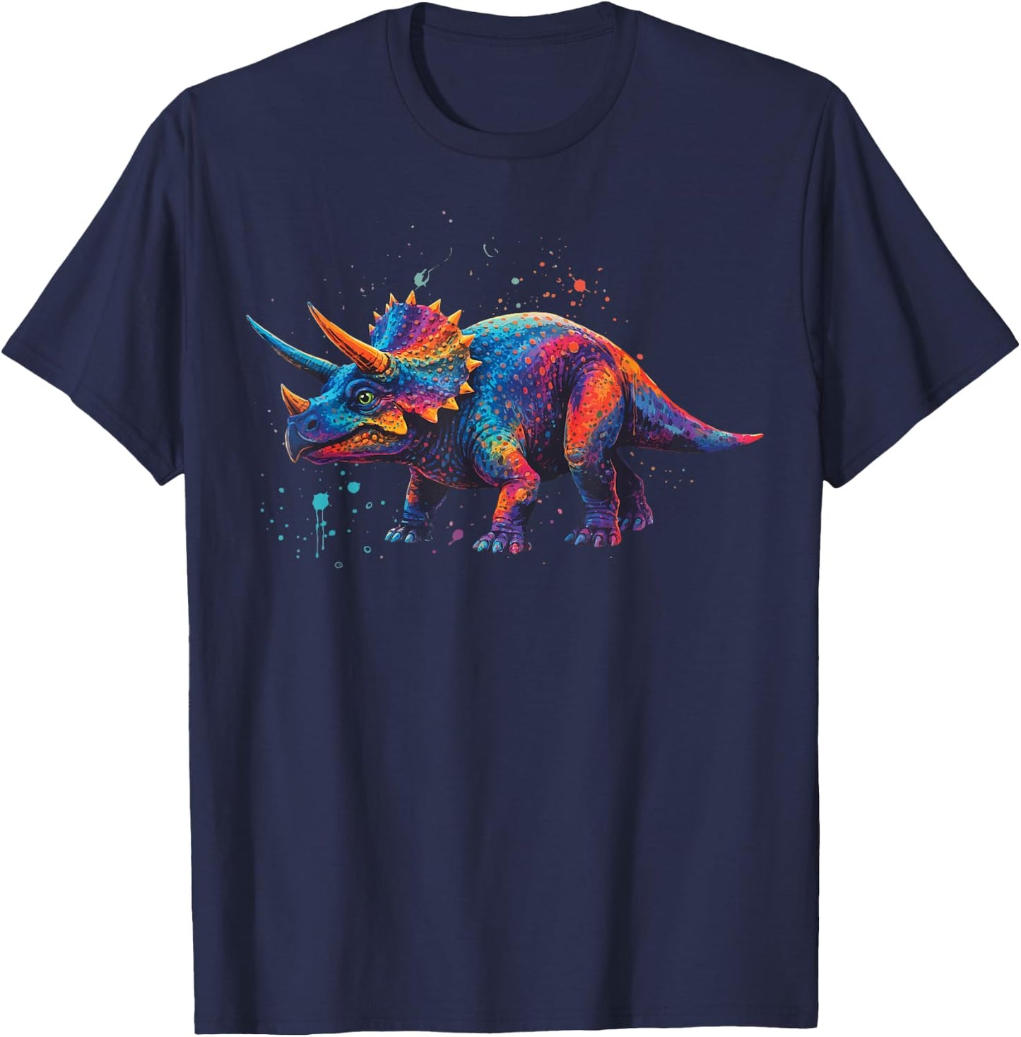 Triceratops Colorful T-Shirt - T-Shirt | Navy