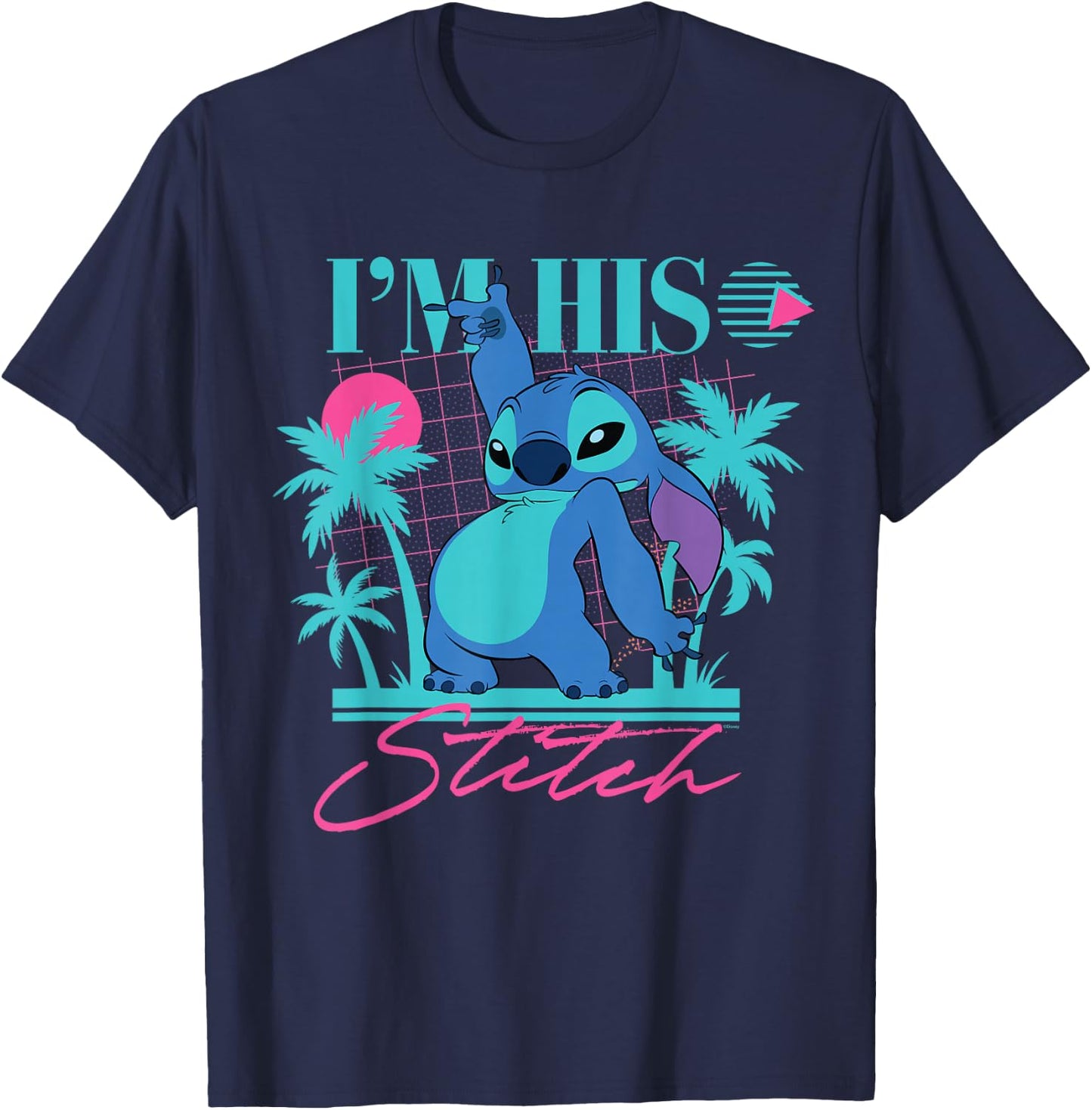 Disney Stitch Retro '90s Couples Matching I'm His Stitch T-Shirt - T-Shirt | Navy