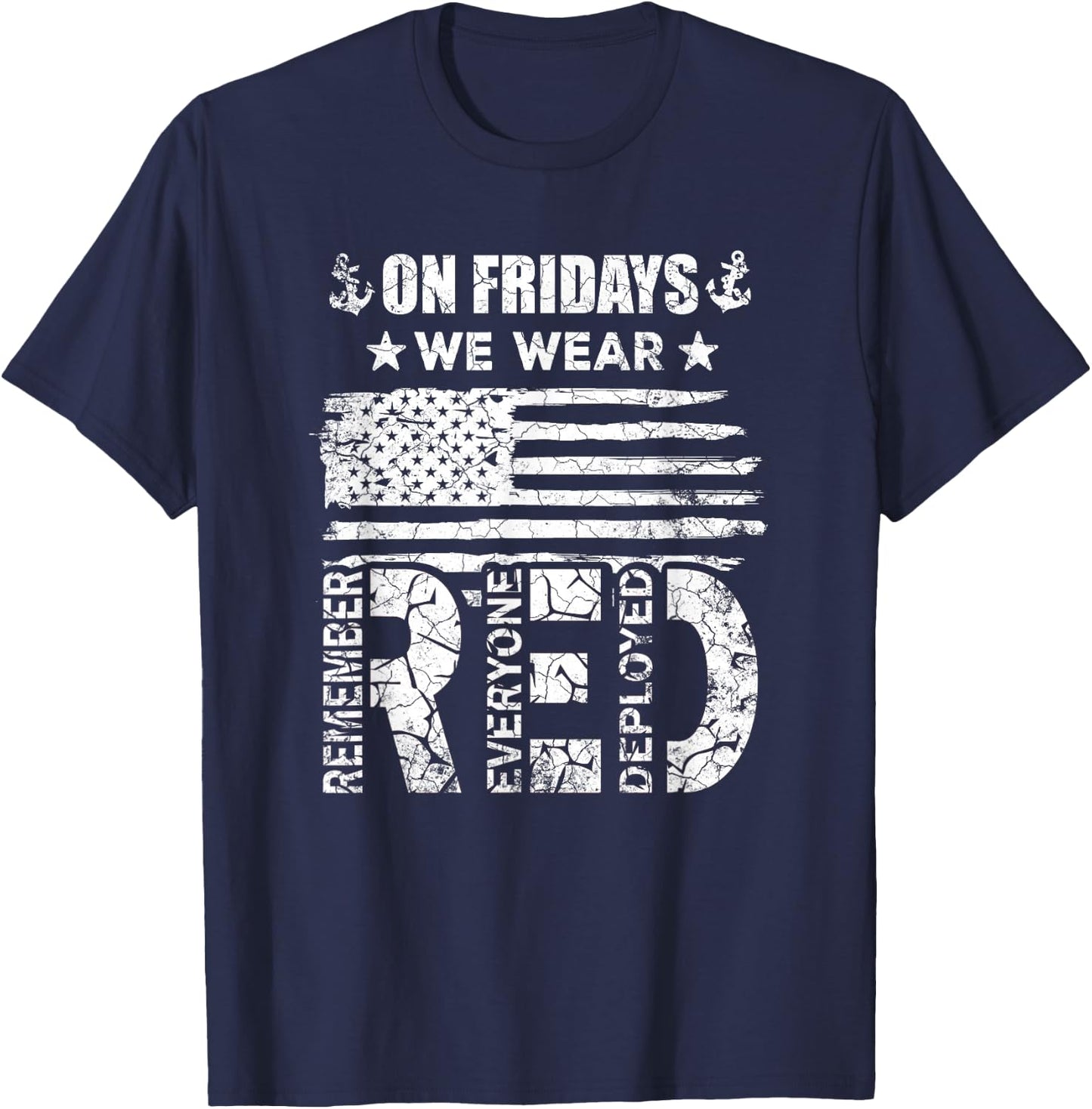 On Friday We Wear Red Friday US Flag Military Supportive T-Shirt - T-Shirt | Navy