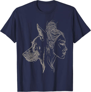 Doberman Mom Dog Art Doberman Lover Mother's Day T-Shirt - T-Shirt | Navy
