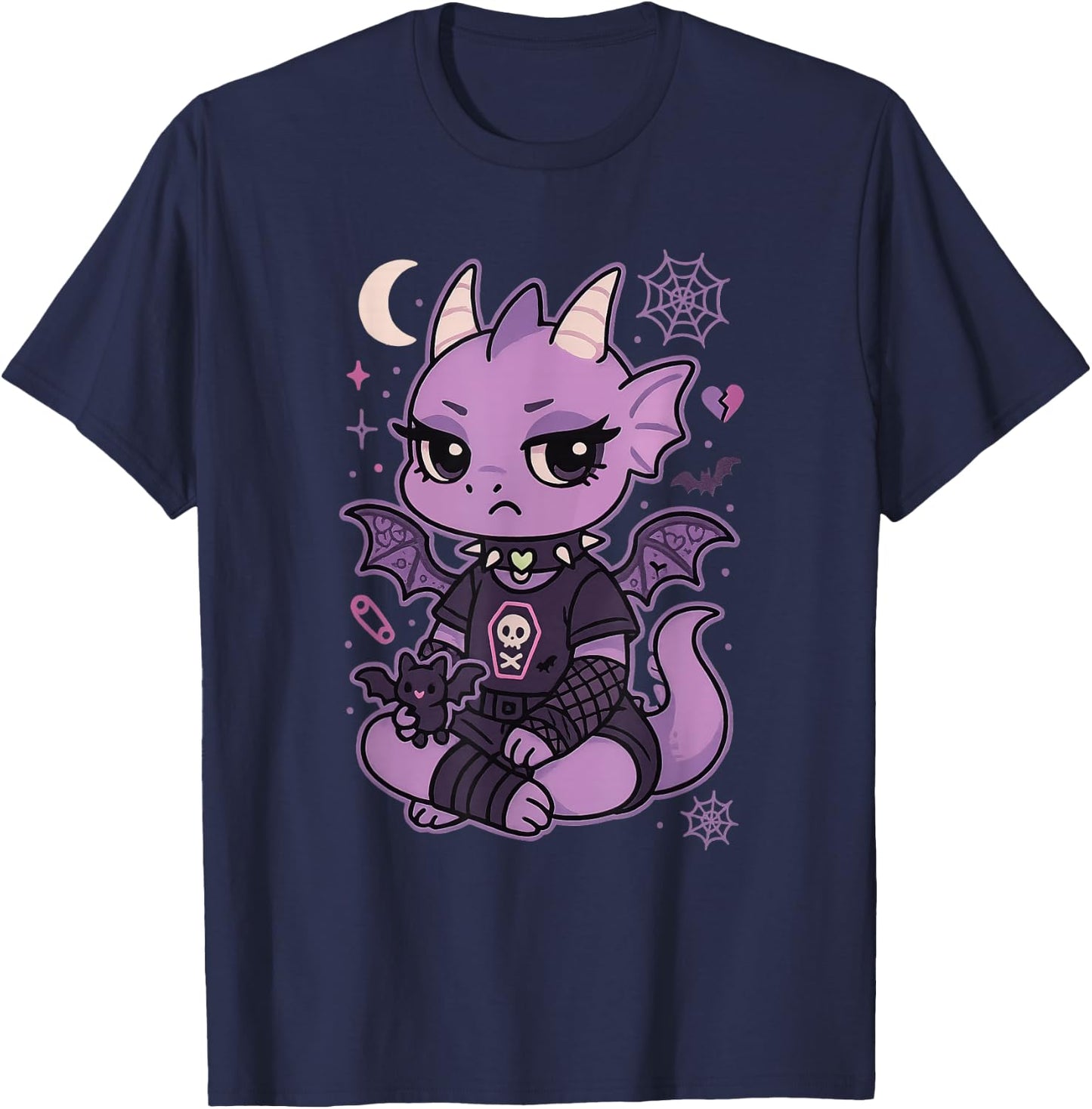 Pastel Goth Dragon Women Nu Goth Emo Gothic T-Shirt - T-Shirt | Navy