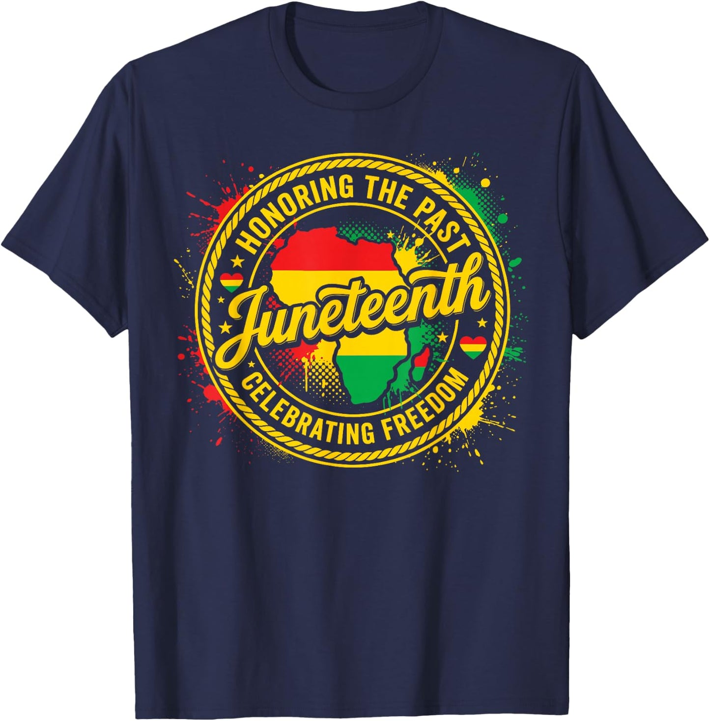 Juneteenth Honoring the Past Celebrating Freedom 1865 Black T-Shirt - T-Shirt | Navy