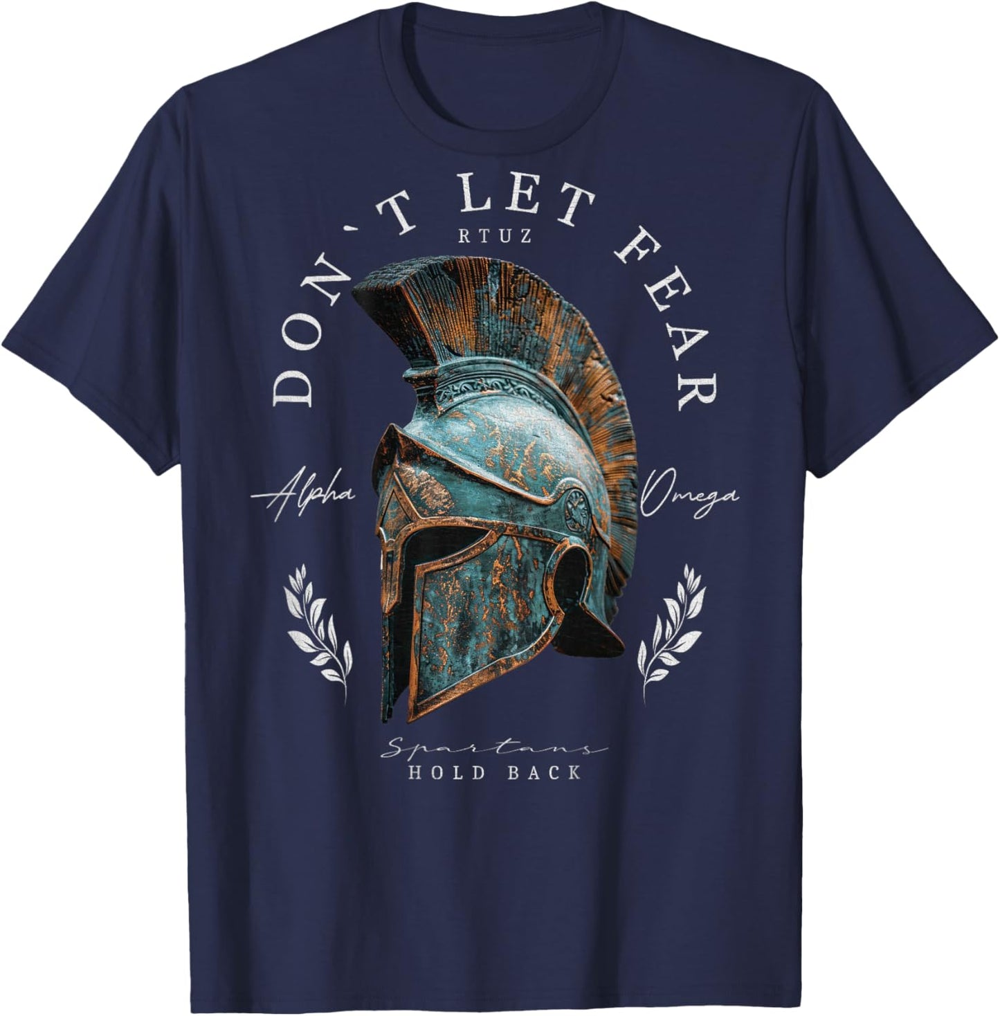 Greek Sparta Helmet Warrior Soldier Backprint Spartan , black T-Shirt - T-Shirt | Navy