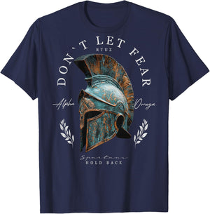 Greek Sparta Helmet Warrior Soldier Backprint Spartan , black T-Shirt - T-Shirt | Navy