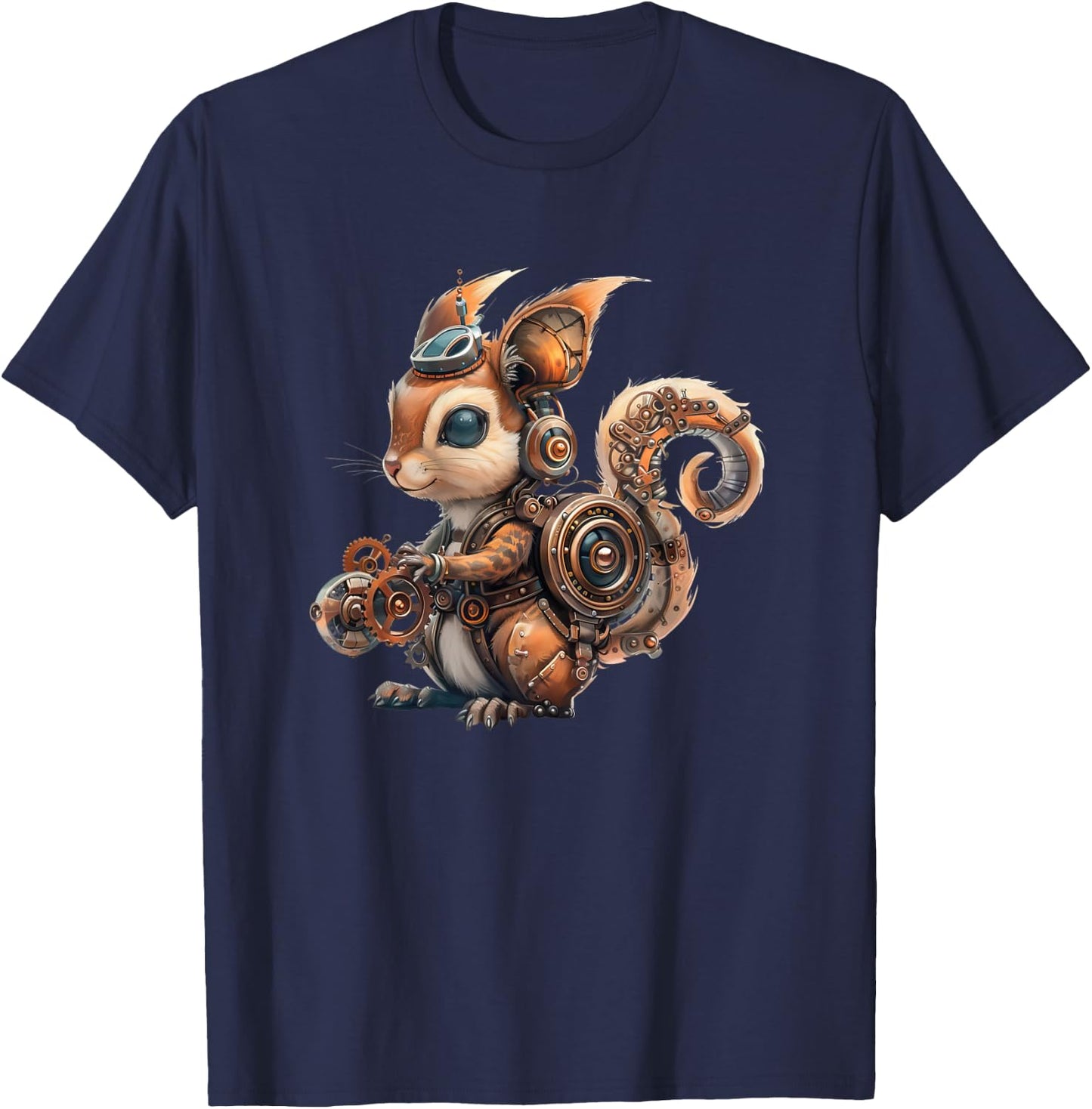 Steampunk Squirrel Vintage Art Men Women Kids Retro T-Shirt - T-Shirt | Navy