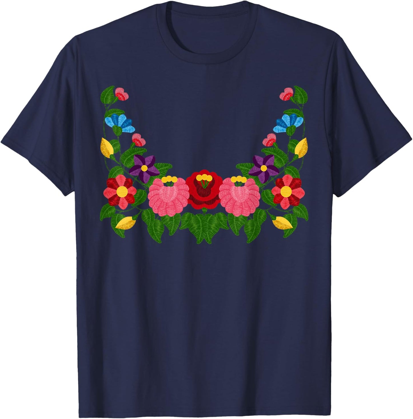 Ungarische Kalocsa Stickerei Blumen Ungarn Volkskunst Magyar T-Shirt - T-Shirt | Navy
