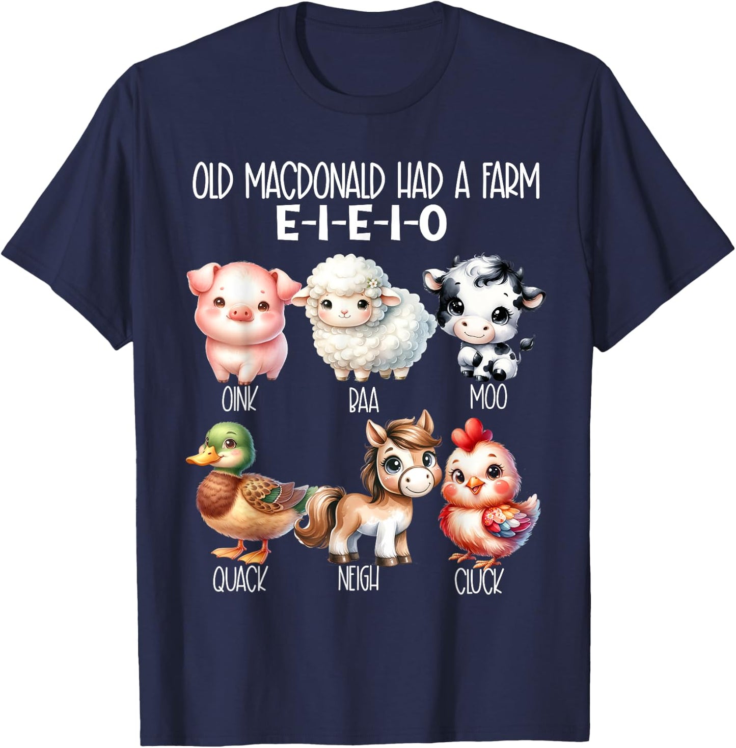 Toddler Kids Old MacDonald Had a Farm E-I-E-I-O Nursery Song T-Shirt - T-Shirt | Navy