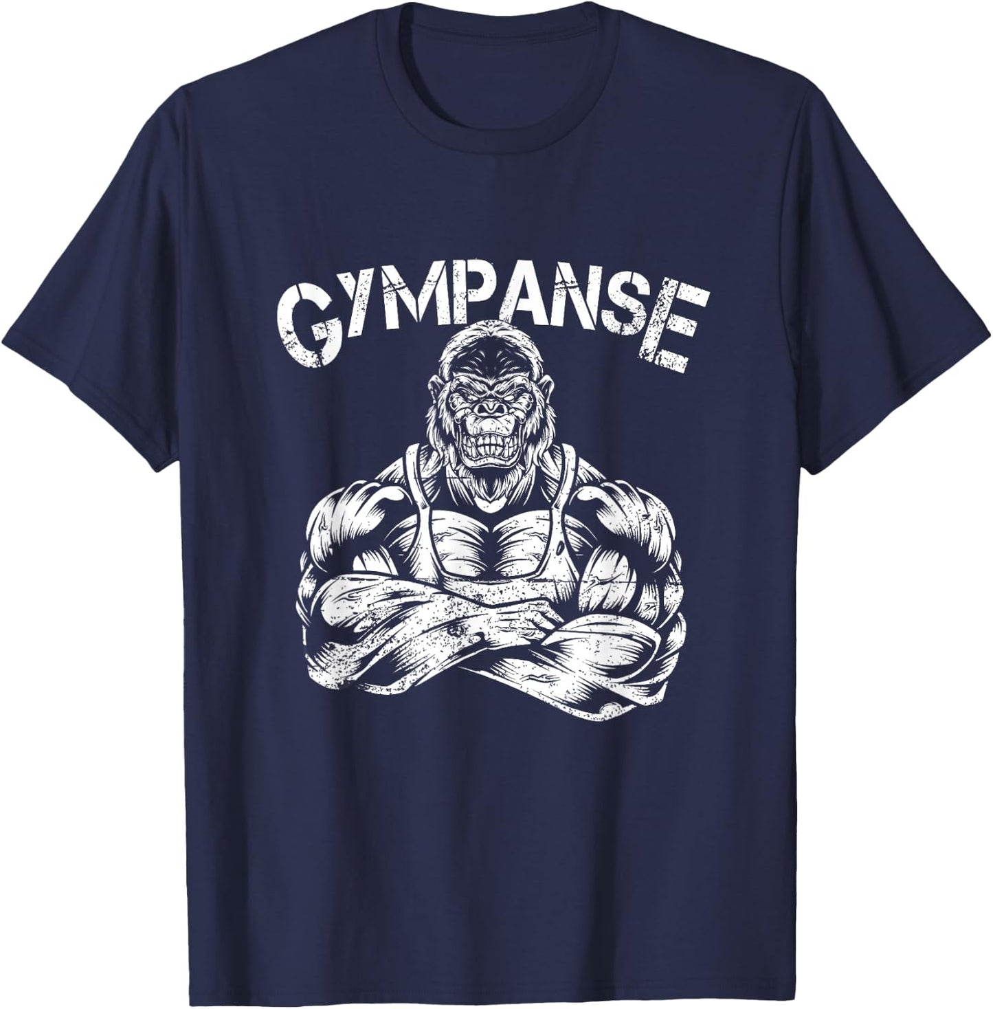 Gympanse Gym Monkey Chimpanzee Fitness Coach Gym Trainer , black T-Shirt - T-Shirt | Navy