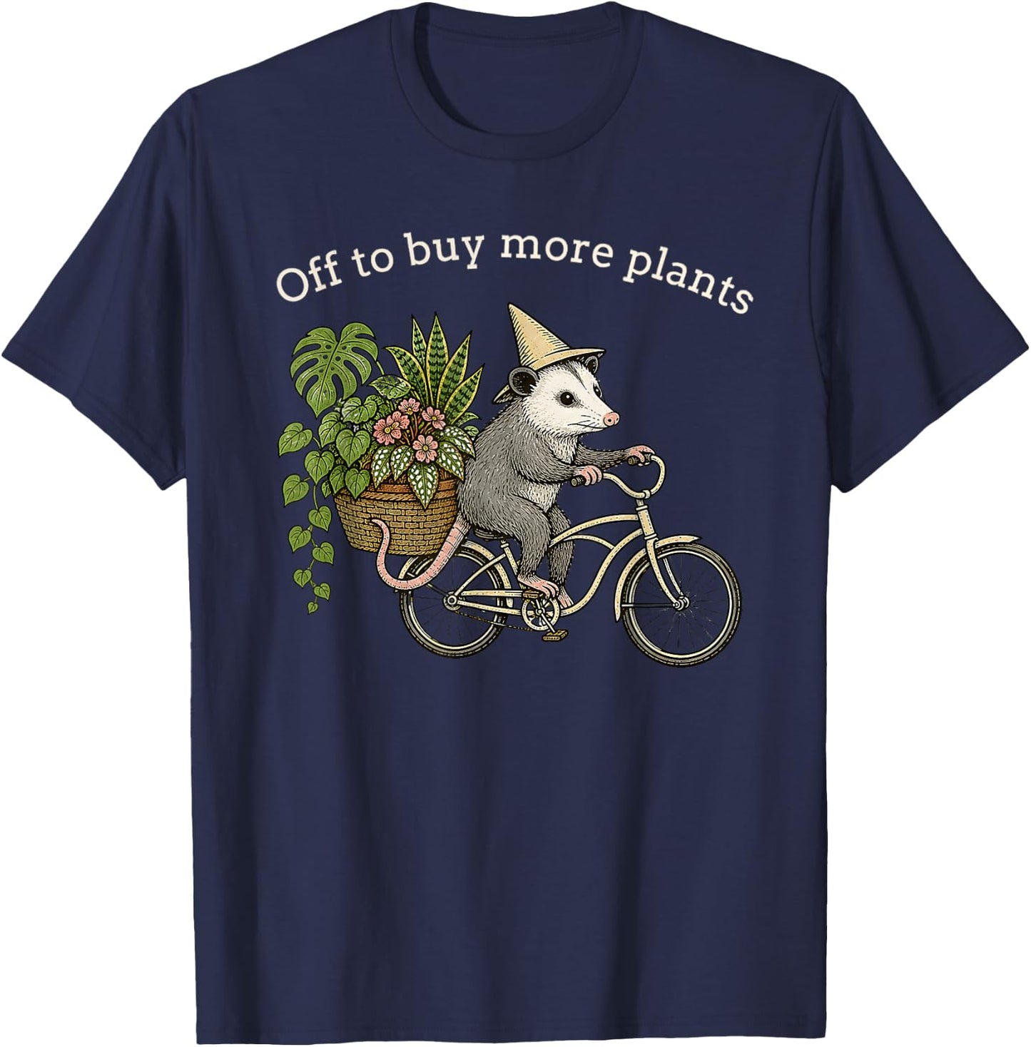 Off to Buy More Plants Funny Possum Plant Lover Gardening T-Shirt - T-Shirt | Navy