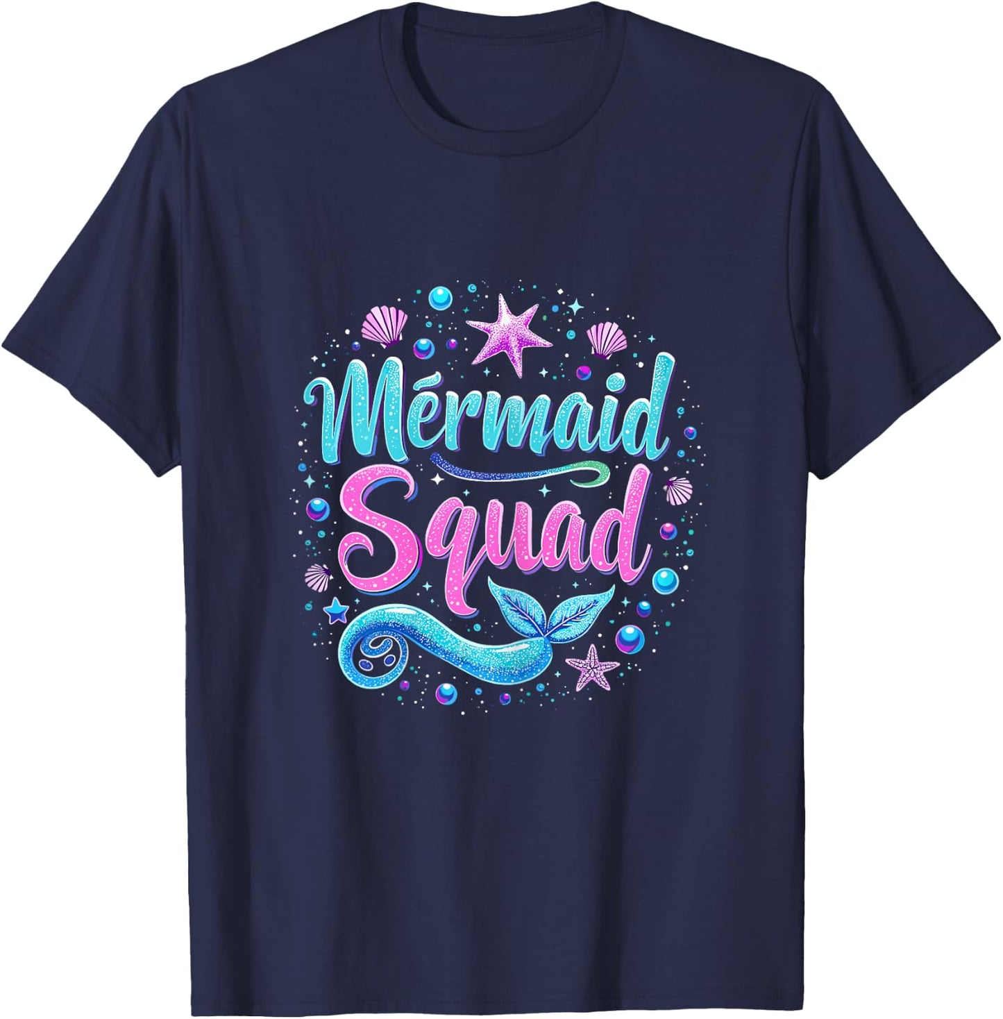 Mermaid Squad Birthday Party Daughter T-Shirt - T-Shirt | Navy