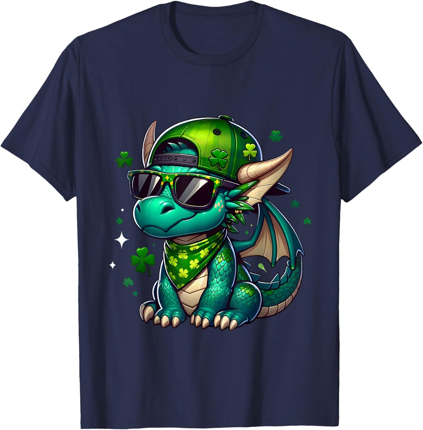 St Patrick's Day Funny Dragon Lucky Charm Clover Adult Kids T-Shirt - T-Shirt | Navy