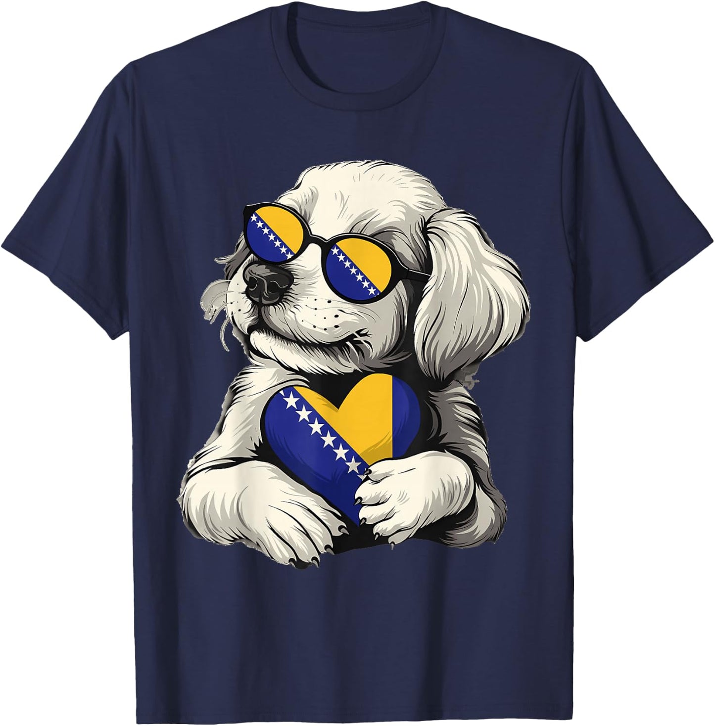 Bosnia and Herzegovina Flag Dog Bosnian Pride T-Shirt - T-Shirt | Navy