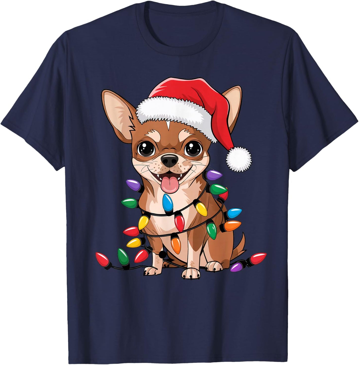 Chihuahua Christmas Lights Xmas Dogs Gifts Women T-Shirt - T-Shirt | Navy