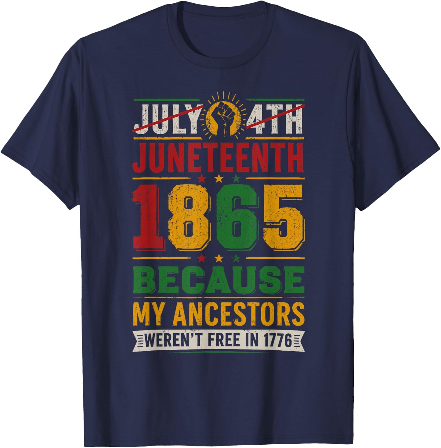 Juneteenth Shirts Men June 19 1865 Freedom Day African Pride T-Shirt - T-Shirt | Navy