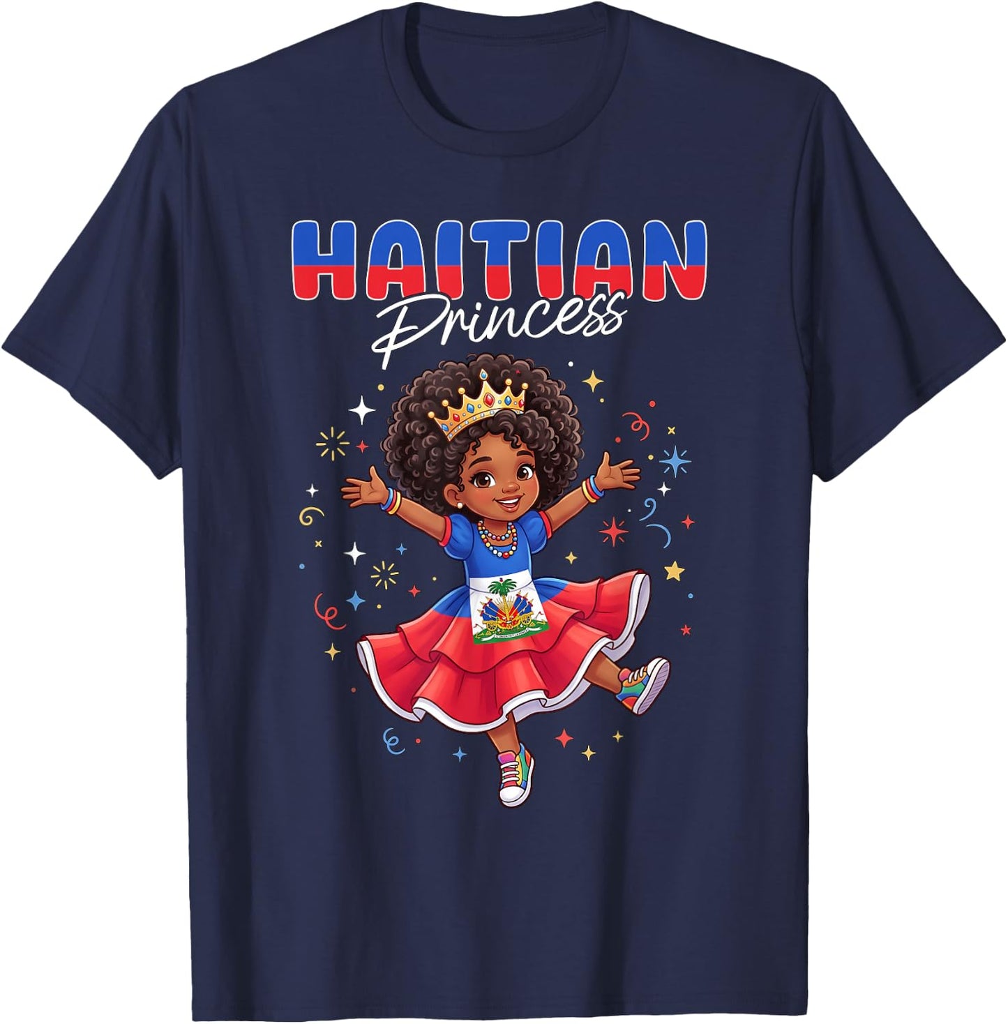 Haitian Princess Girl Flag Pride T-Shirt - T-Shirt | Navy