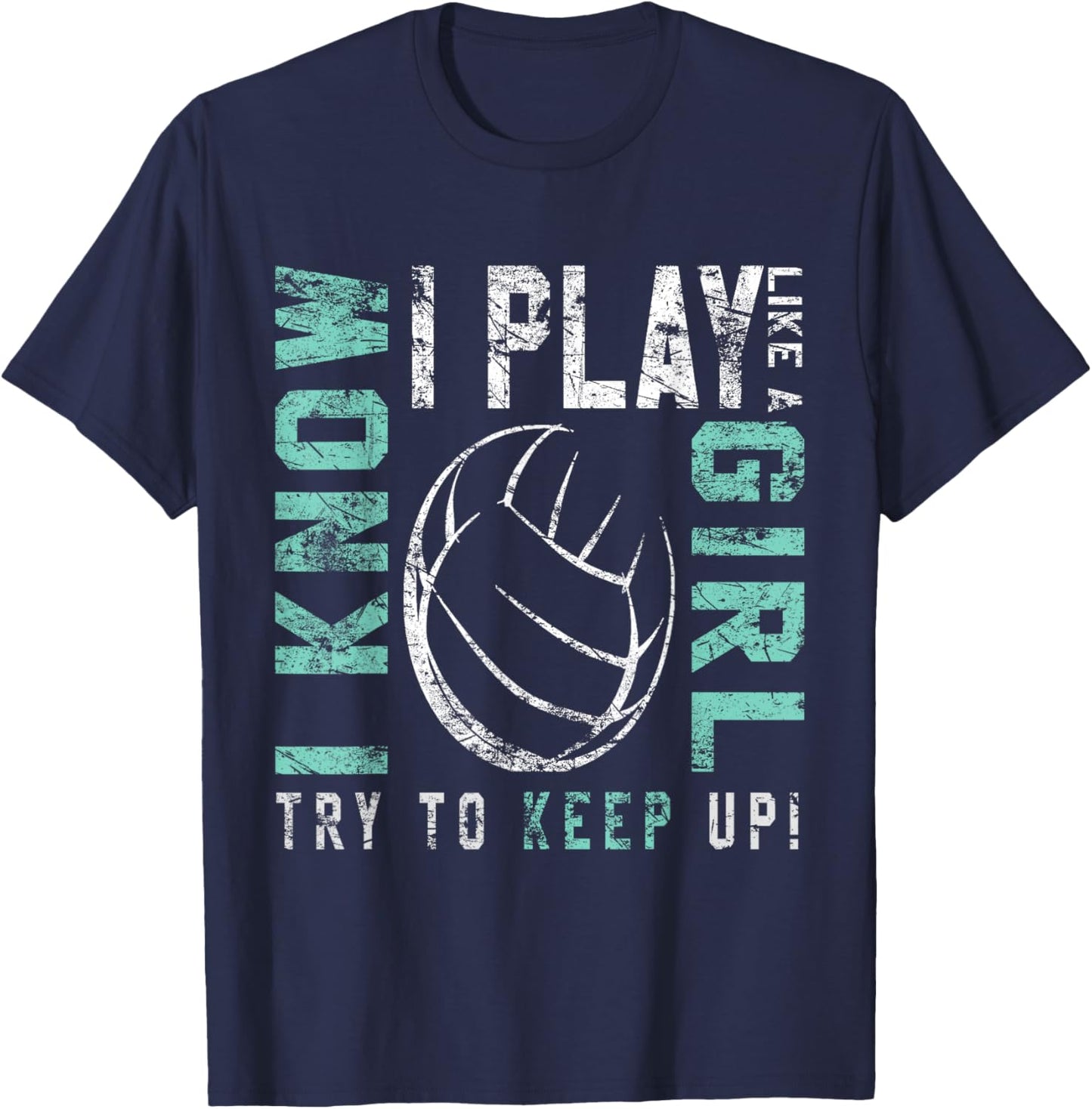 Volleyball T Shirt For Teen Girls - Play Like A Girl T-Shirt - T-Shirt | Navy