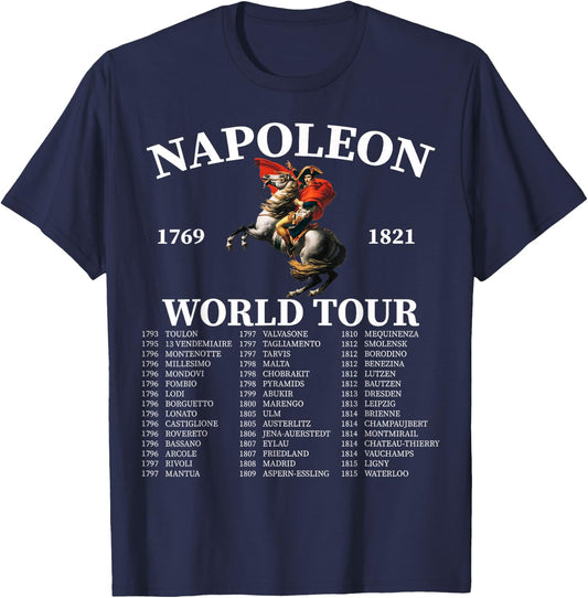 Napoleon Bonaparte World Tour - Frankreich Militärgeschichte T-Shirt - T-Shirt | Navy