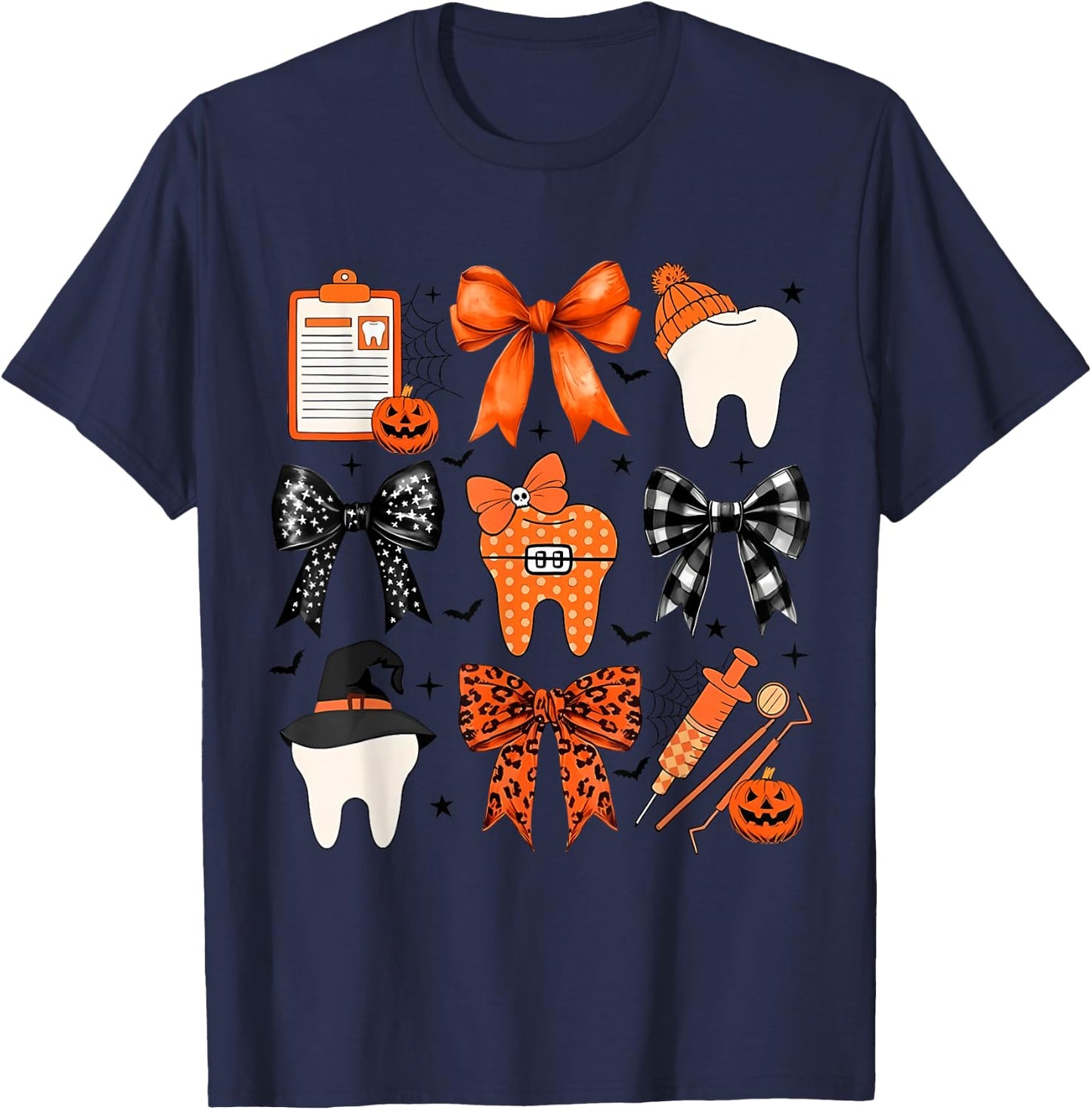 Coquette Halloween Dentist Dental Assistant Teeth Halloween T-Shirt - T-Shirt | Navy