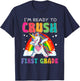 Crush First Grade Dabbing Unicorn First Day Of School Girls T-Shirt - T-Shirt | Navy