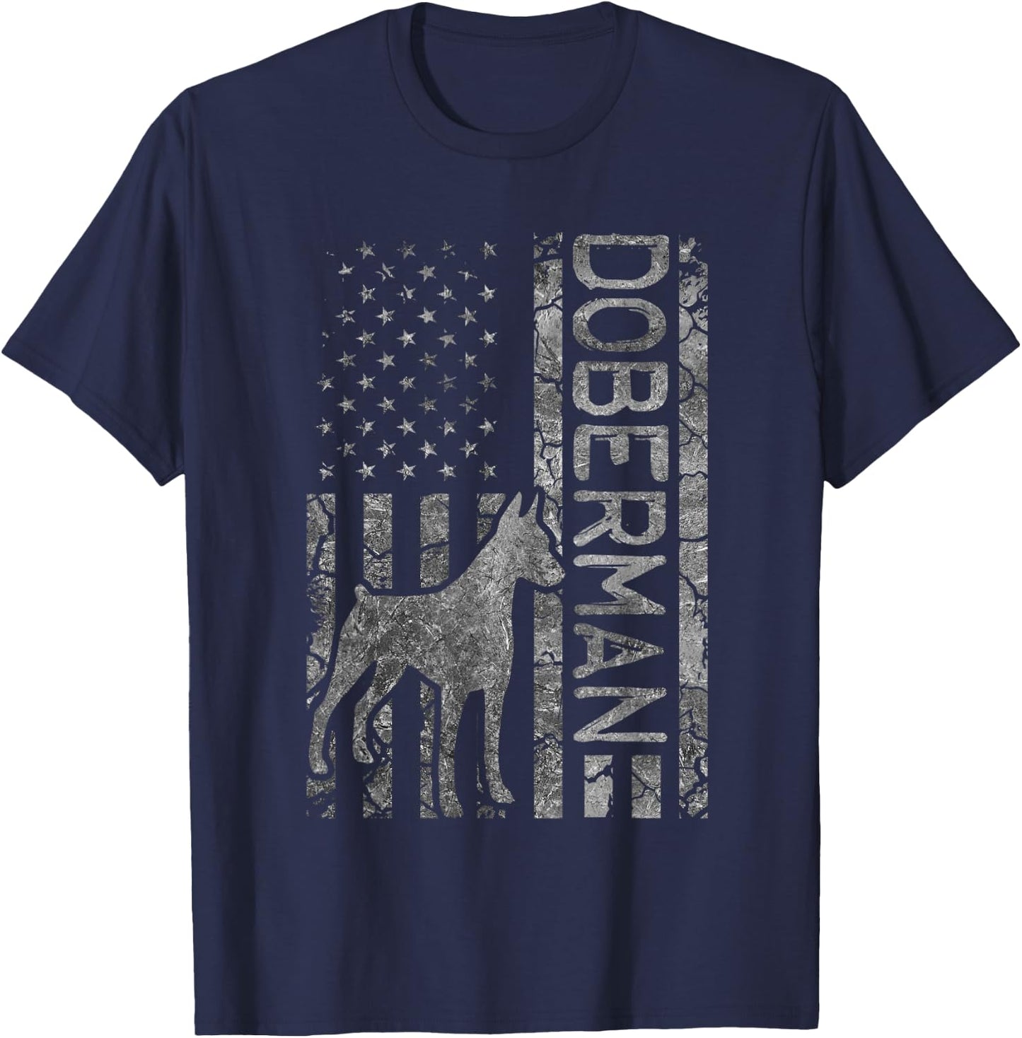 Doberman Lover Design Women American Flag Doberman T-Shirt - T-Shirt | Navy