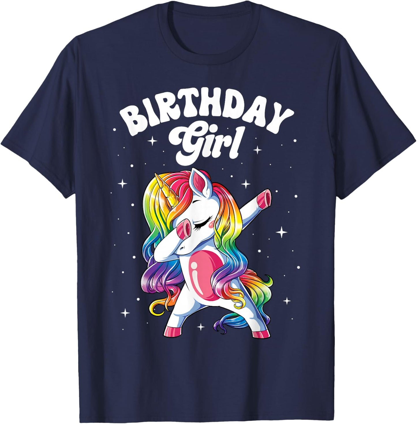 Unicorn Dabbing Birthday Girl Kids Rainbow Dab Dance Squad T-Shirt - T-Shirt | Navy