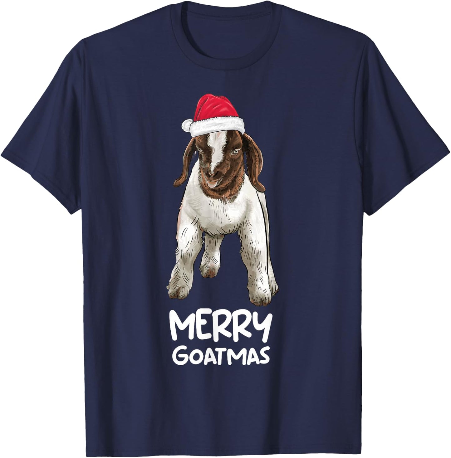 Boer goat Christmas Merry Goatmas T-Shirt - T-Shirt | Navy