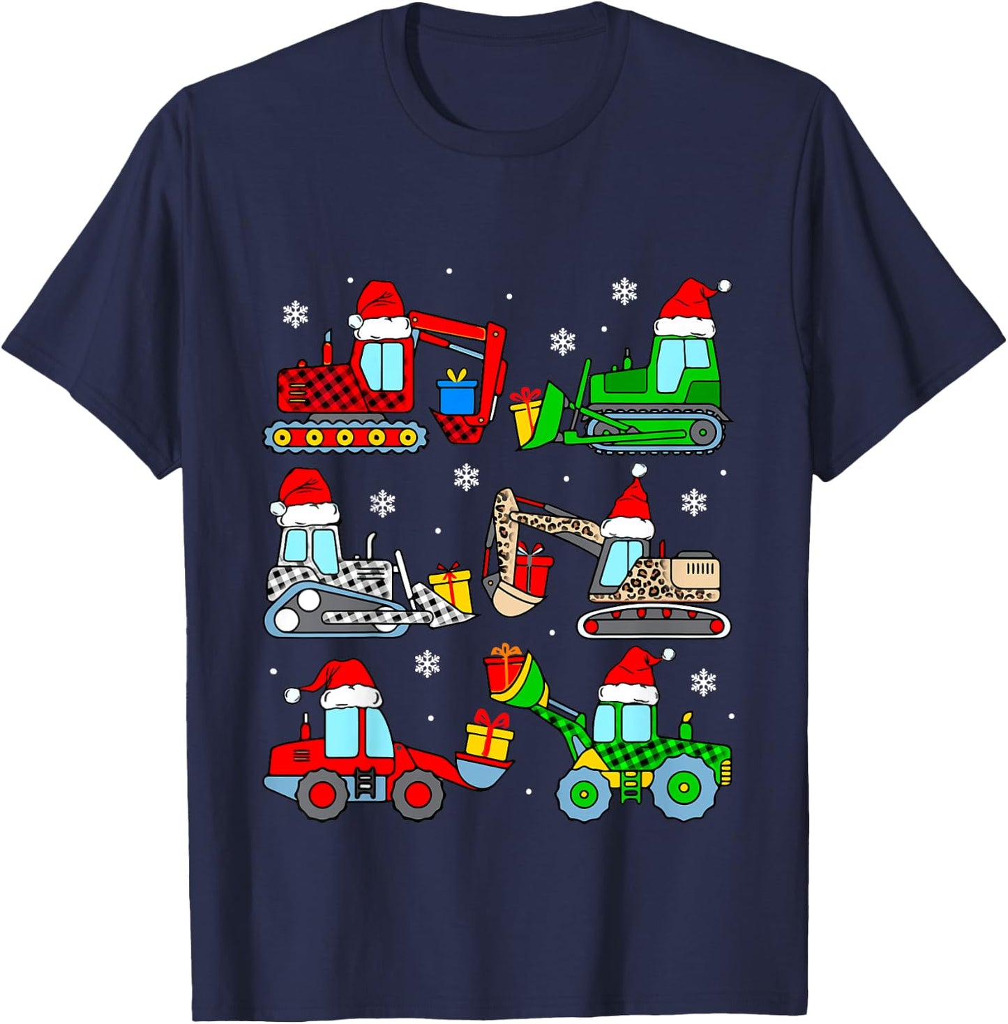 Kids Construction Excavator Christmas Tree for Boys Girls Toddler T-Shirt - T-Shirt | Navy