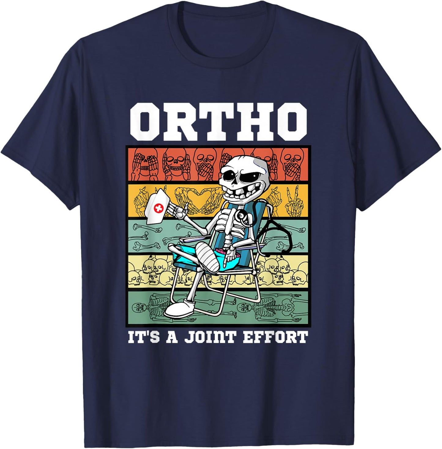 Ortho It's A Joint Effort Bone Humor Orthopedic Nurse Doctor T-Shirt - T-Shirt | Navy