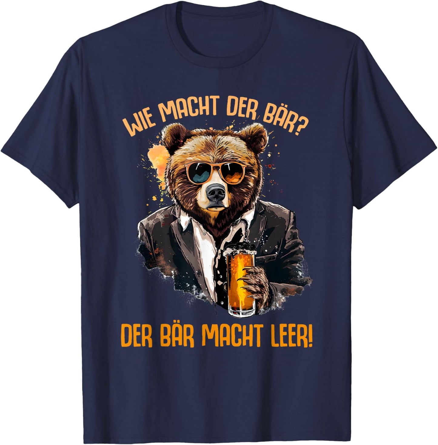 Funny Bear Empty Party Alcohol Malle Saying T-Shirt - T-Shirt | Navy