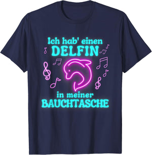 Dolphin in My Bum Bag Party Outfit Summer Mallorca , black T-Shirt - T-Shirt | Navy