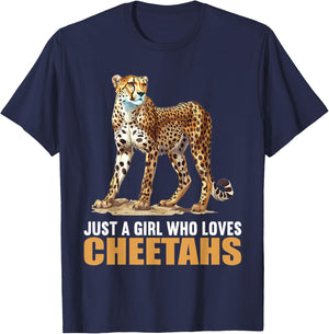 Just a Girl who loves Cheetahs Cheetah T-Shirt - T-Shirt | Navy