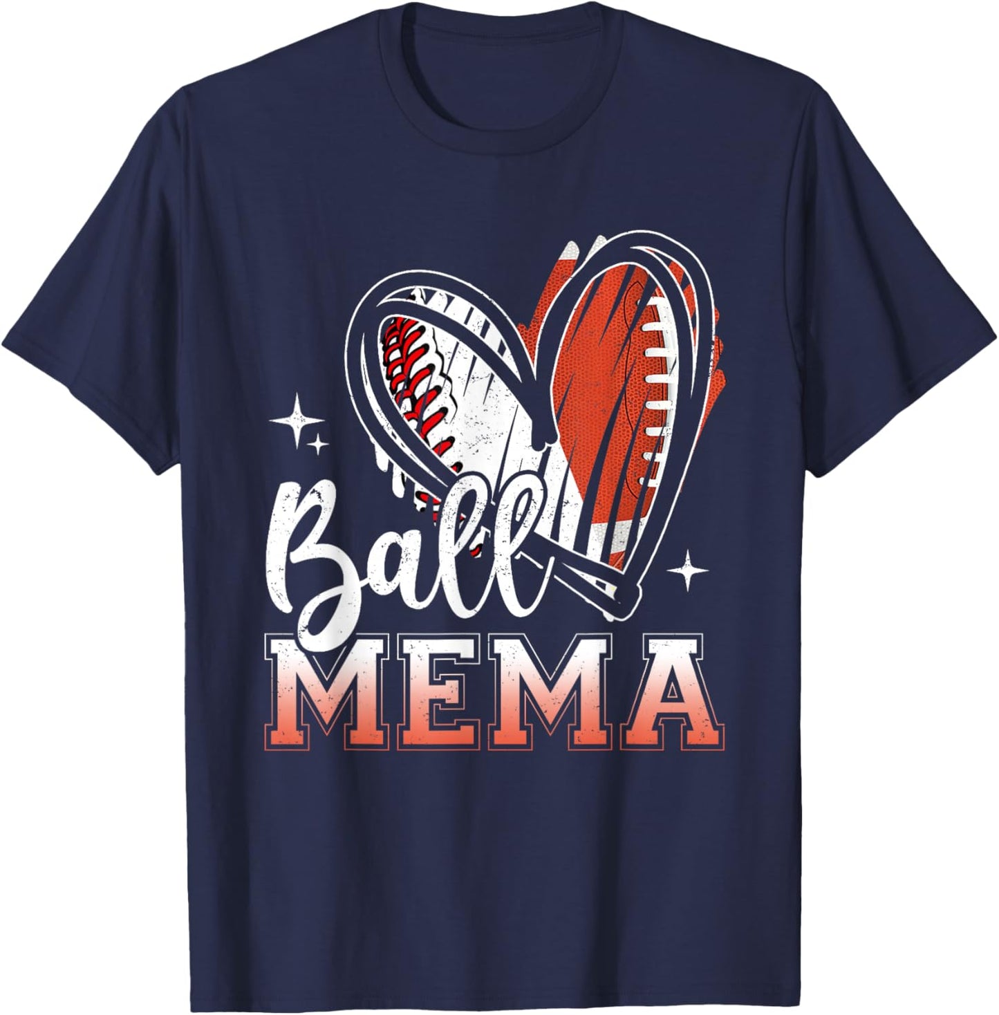Ball Mema Baseball Football Grandma Mothers Day T-Shirt - T-Shirt | Navy