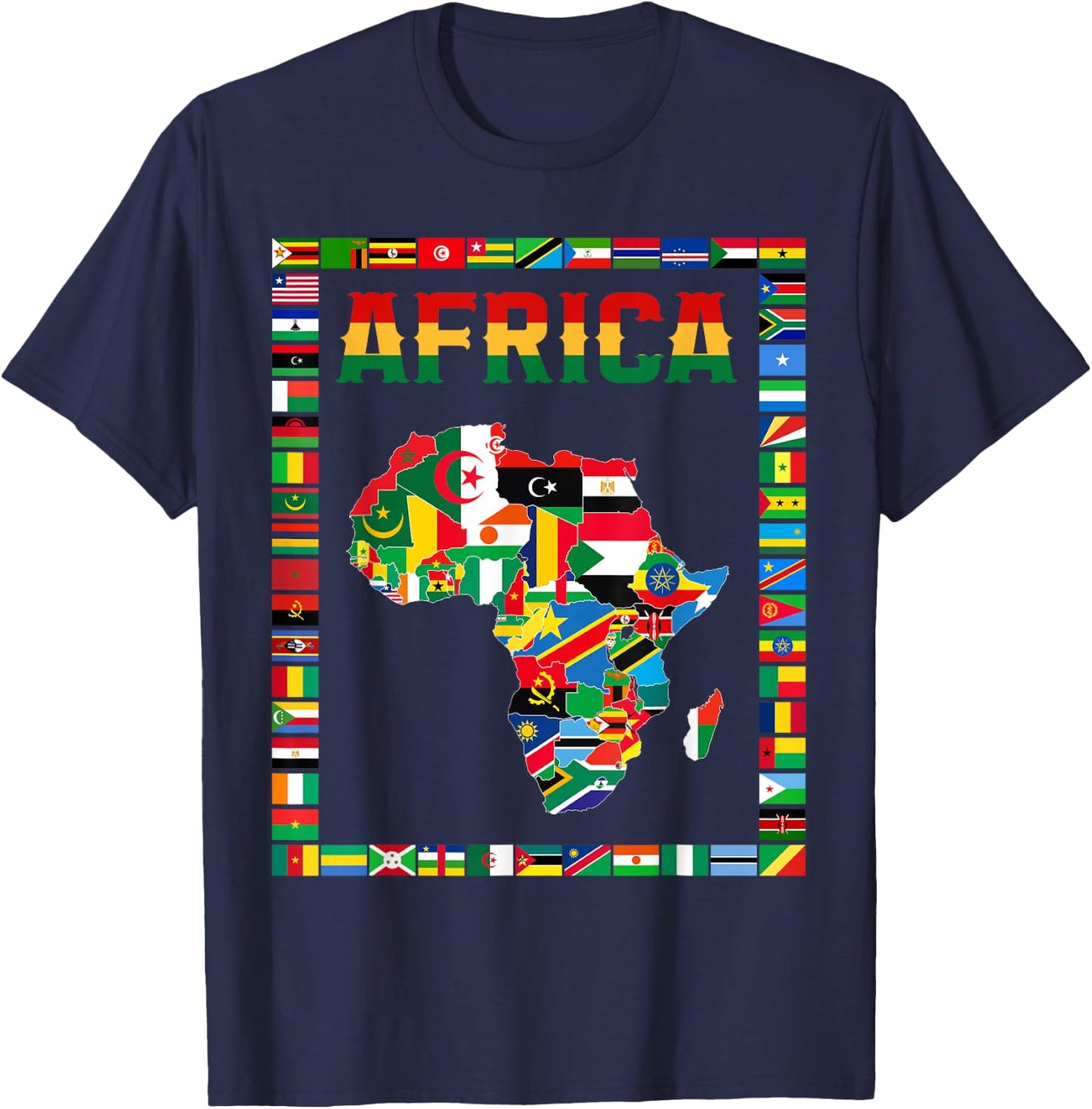 African flags, African flags, map of Africa. , Black, S T-Shirt - T-Shirt | Navy
