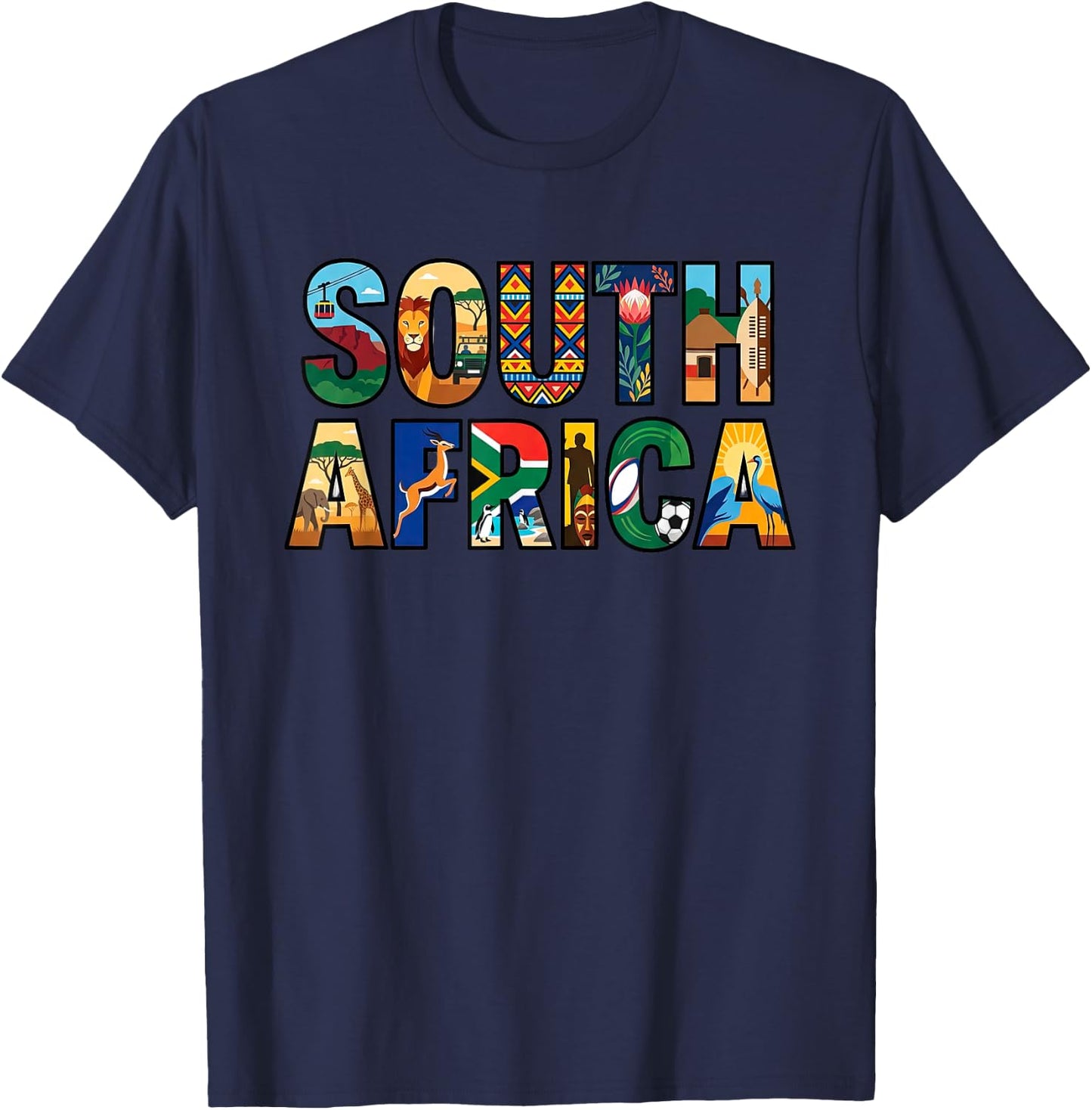 South Africa Souvenir South African Travel Graphic T-Shirt - T-Shirt | Navy