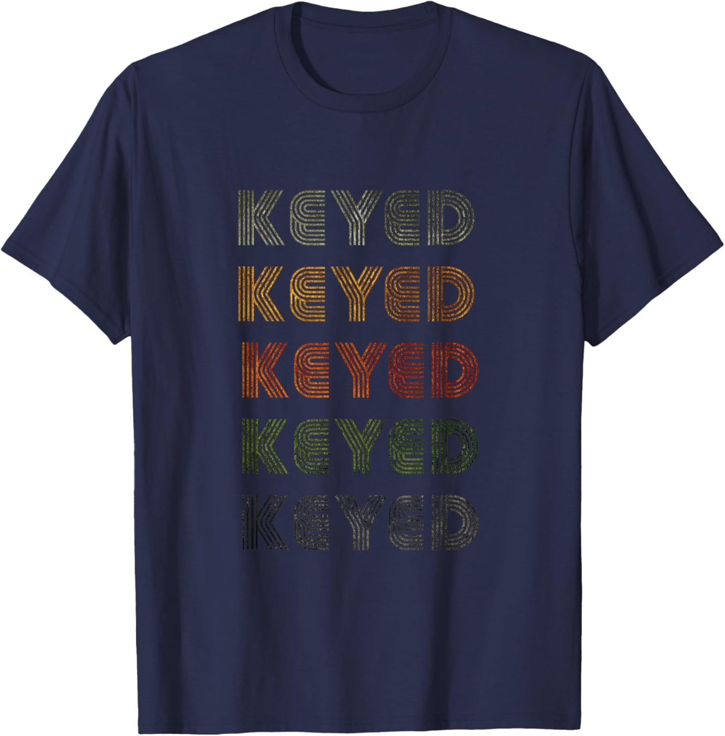 Love Heart Keyed Grunge Vintage Style Black Keyed T-Shirt - T-Shirt | Navy