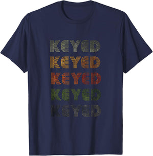 Love Heart Keyed Grunge Vintage Style Black Keyed T-Shirt - T-Shirt | Navy