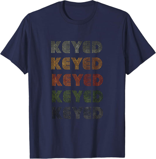 Love Heart Keyed Grunge Vintage Style Black Keyed T-Shirt - T-Shirt | Navy