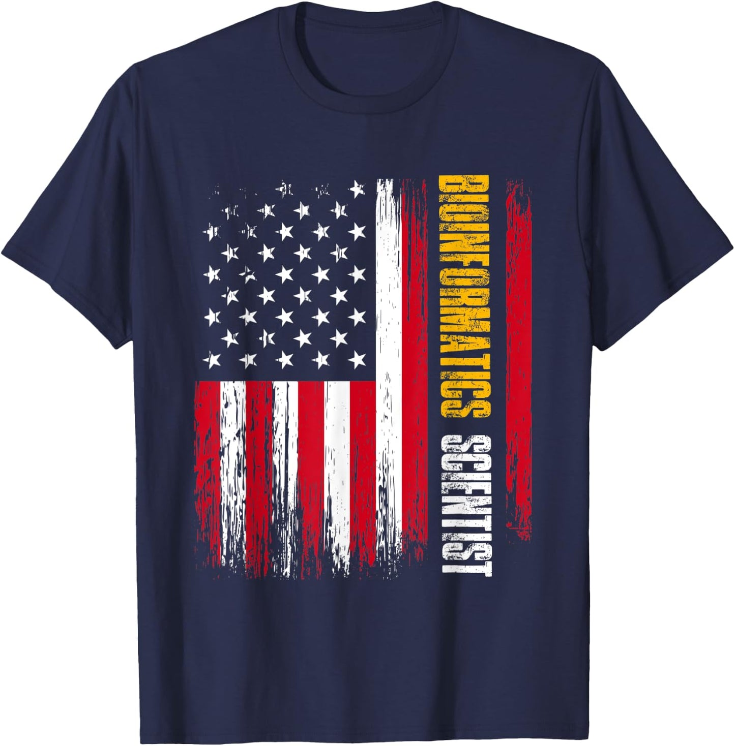 Bioinformatics Scientist USA Flag | Biology | Bioinformatics Women Men T-Shirt - T-Shirt | Navy