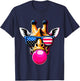 Giraffe with USA Glasses and Bubblegum 4th of July T-Shirt - T-Shirt | Navy