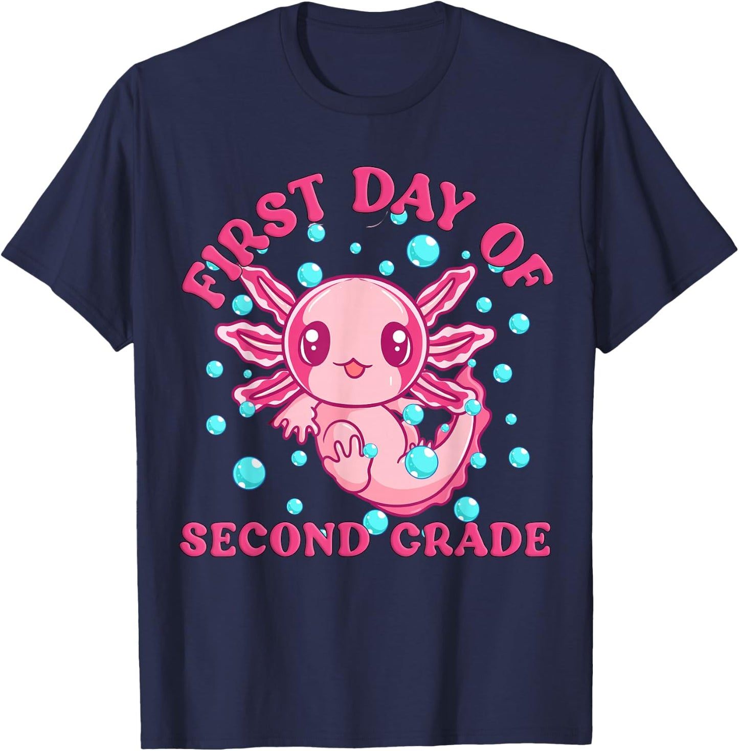 2nd Grade Axolotl First Day of School Shirt for Kids 2nd Grade T-Shirt - T-Shirt | Navy