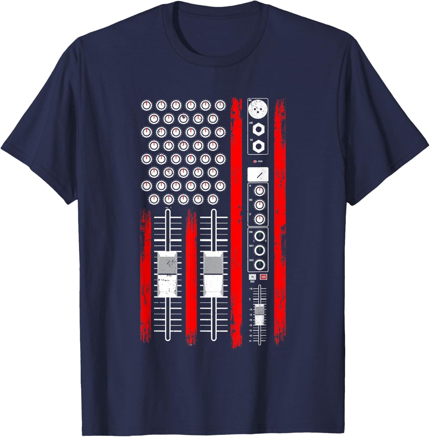 Cool Music Producer American Flag Patriotic DJ T-Shirt - T-Shirt | Navy