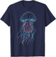 Psychedelic Jellyfish, Colourful Sea Creatures, Ocean Lovers , black T-Shirt - T-Shirt | Navy