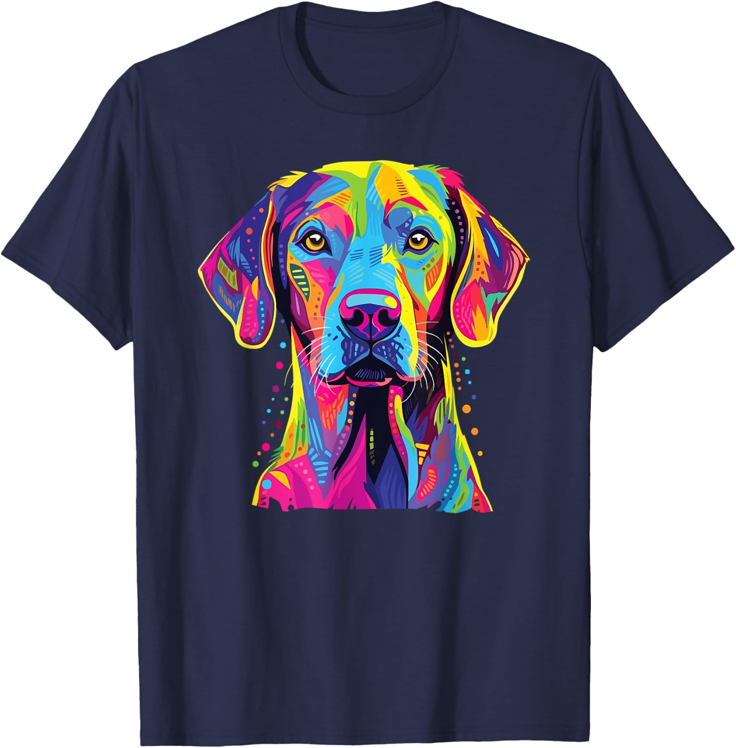 Watercolor Colorful Blue Lacy Dog T-Shirt - T-Shirt | Navy