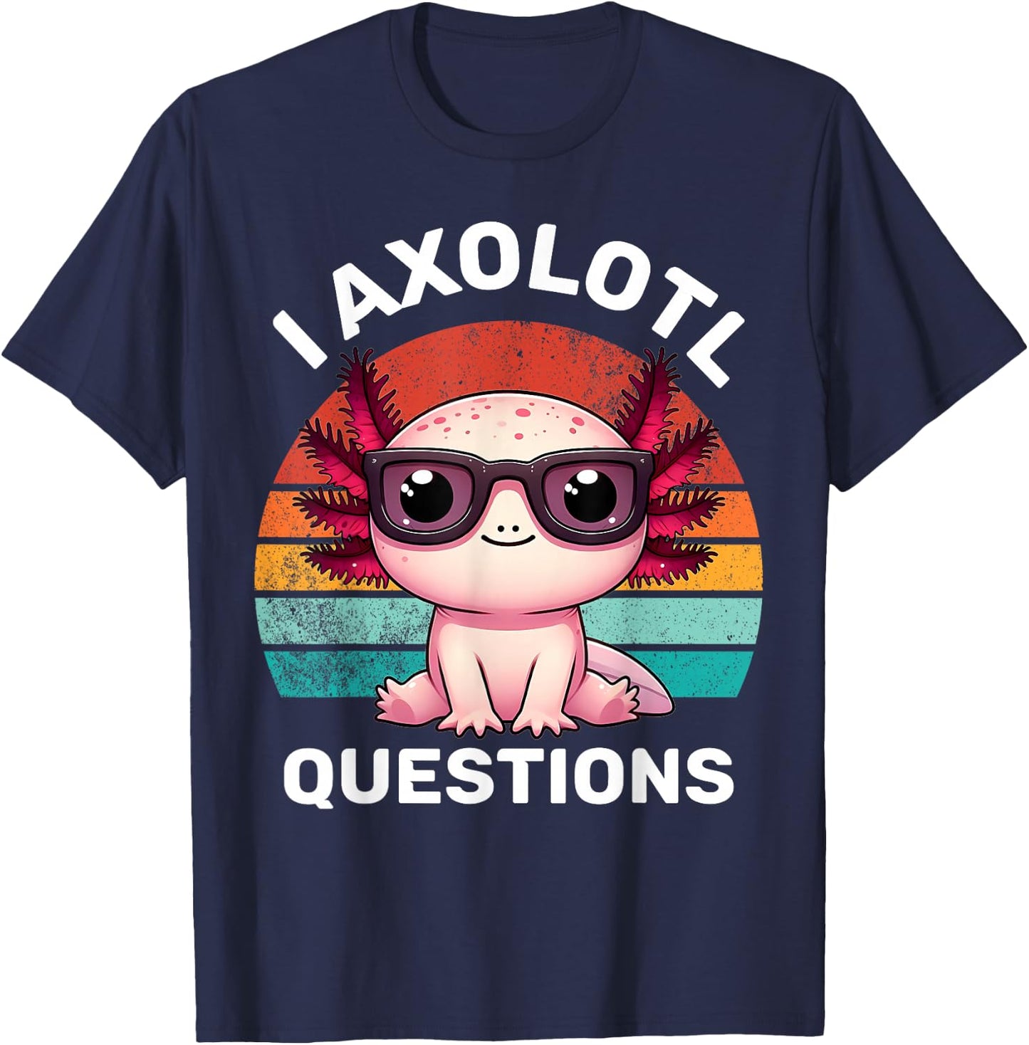 J'ai des questions sur Axolotl pour enfants, drôle, mignon, rétro, vintage T-Shirt - T-Shirt | Navy