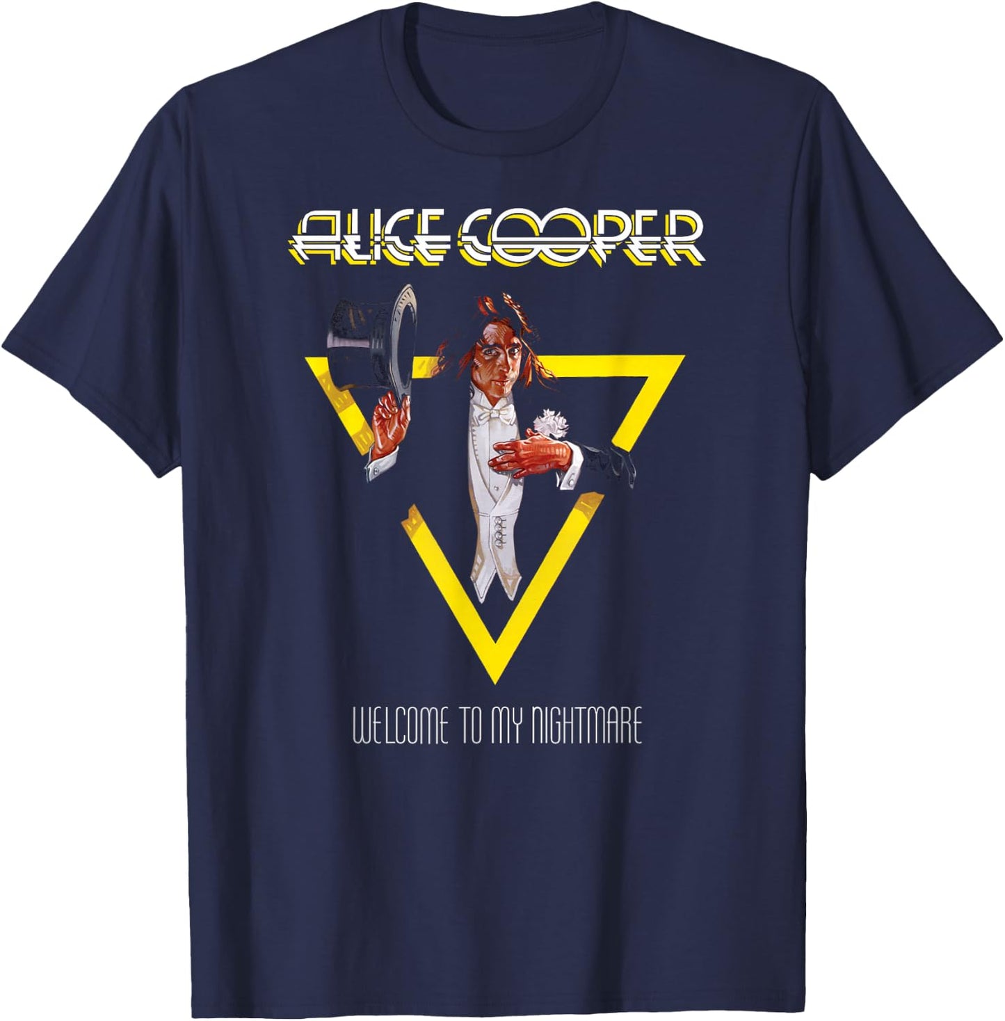 Alice Cooper – Welcome to My Nightmare Yellow Triangle Small T-Shirt - T-Shirt | Navy