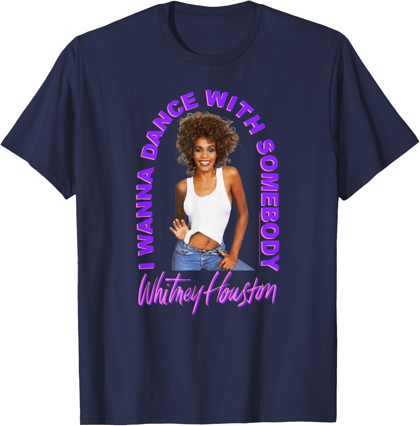 Whitney Houston I Wanna Dance with Somebody Photo T-Shirt - T-Shirt | Navy