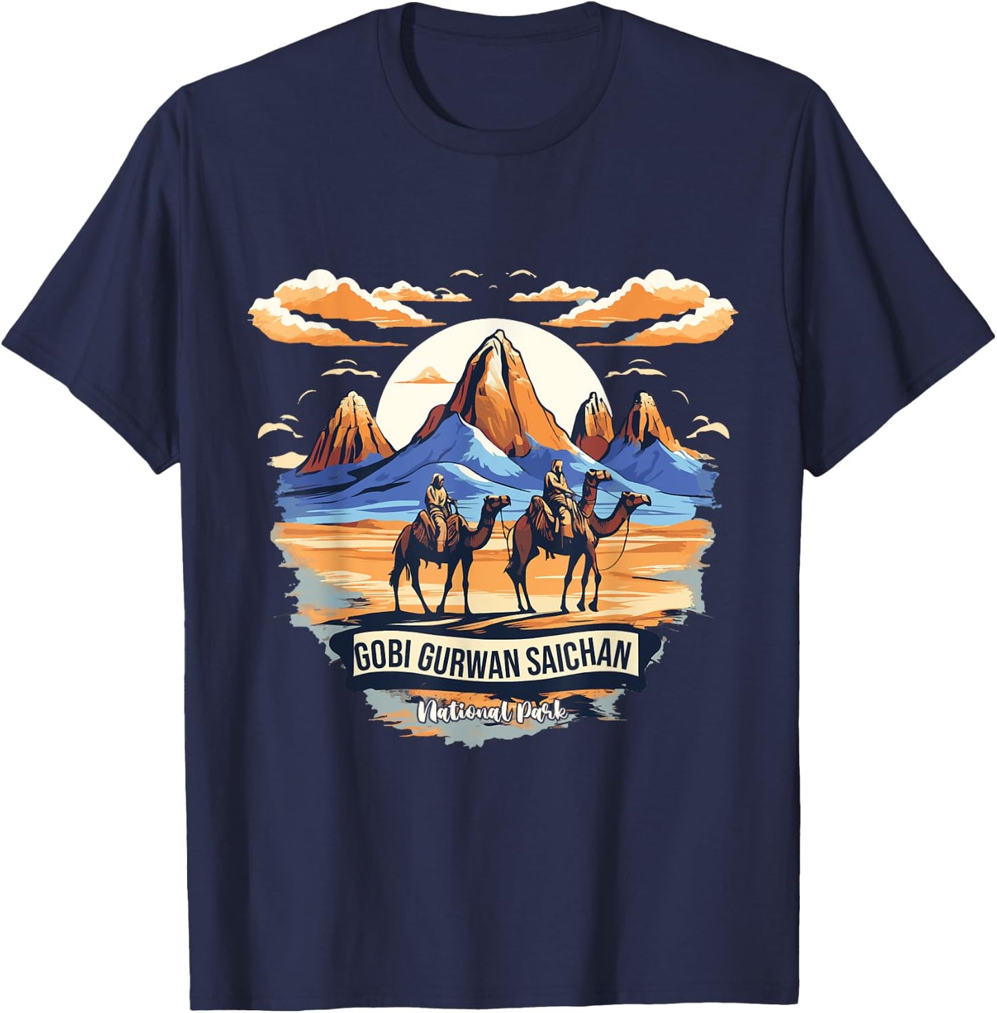Gobi Gurvansaikhan Mongolia National Park Funny Camel T-Shirt - T-Shirt | Navy