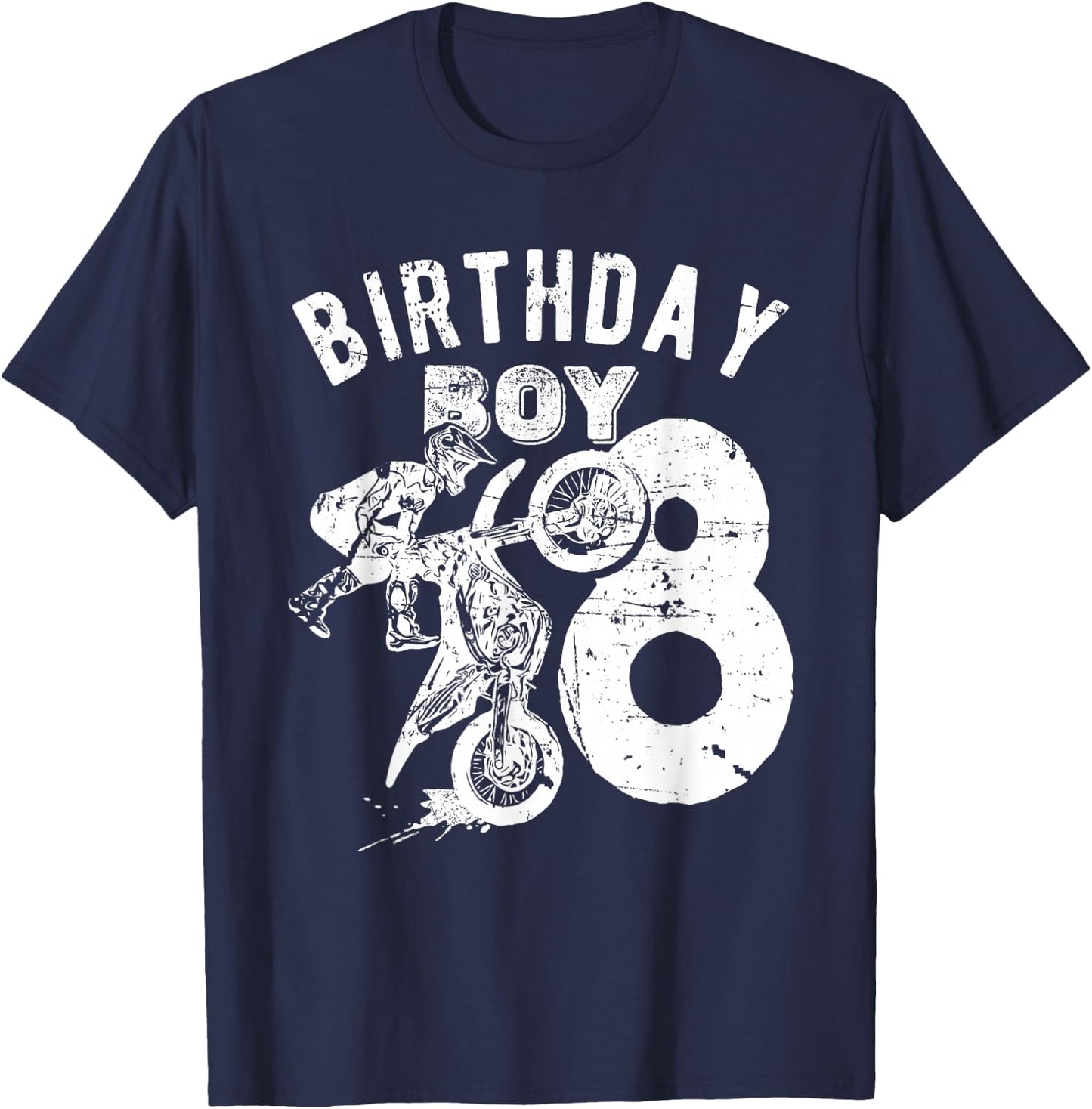8 years old kid - Birthday boy - Dirt bike - Motorcycle T-Shirt - T-Shirt | Navy